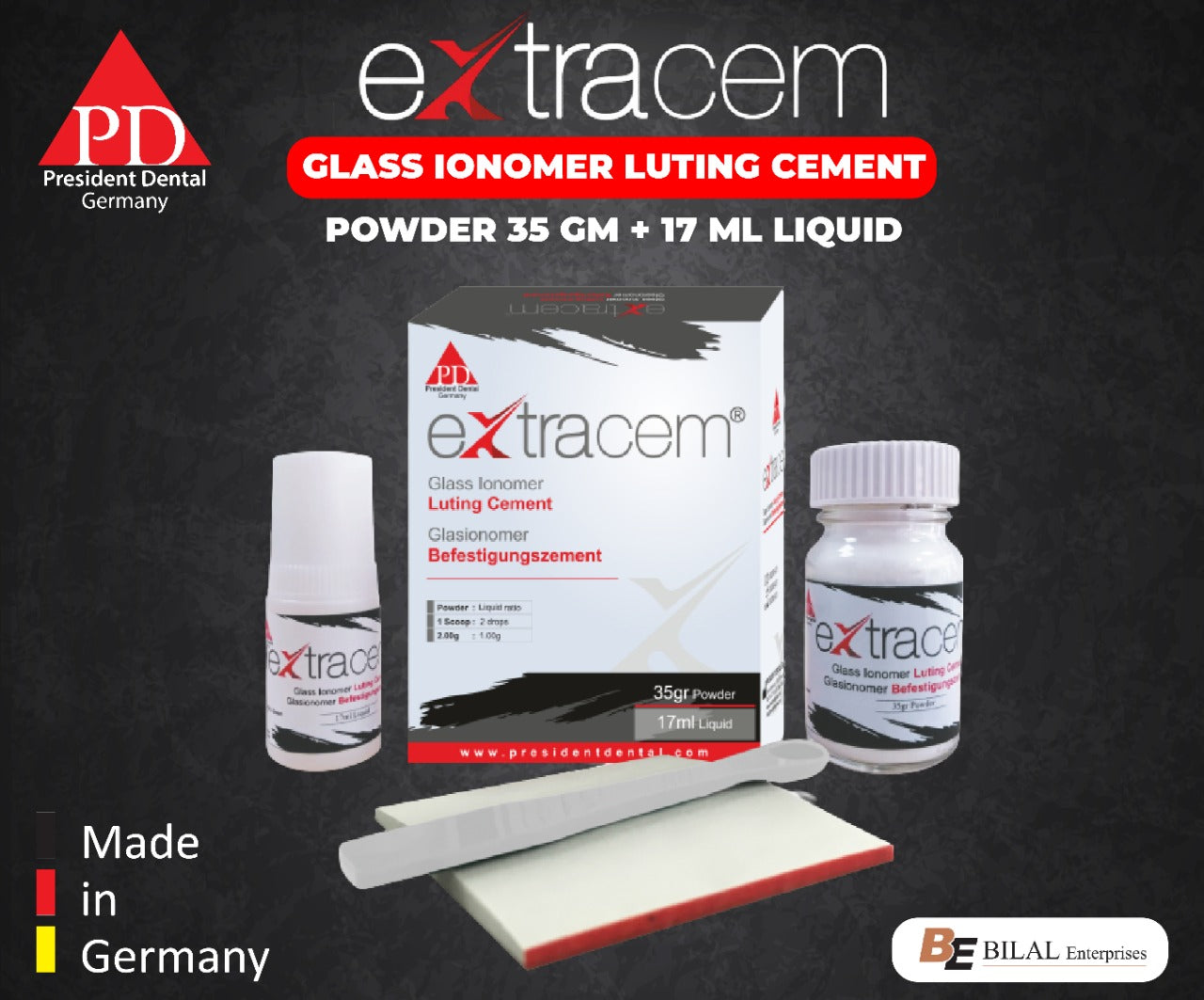President Dental - Extracem (Glass Ionomer Luting Cement 35g +17ml)