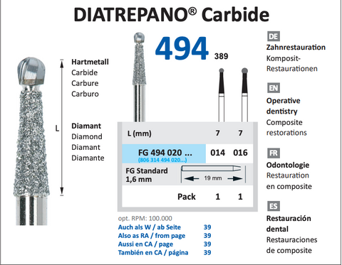 Horico-FG 494 Diatrepano Carbide Bur
